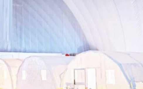 Shelter units inside a dome